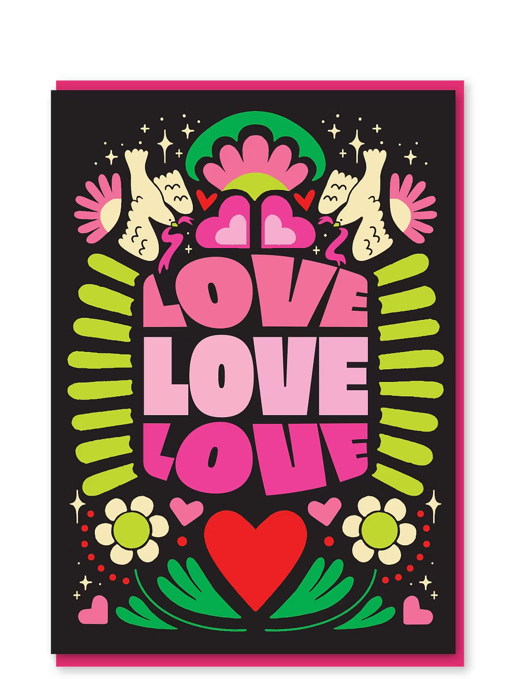 Colorful design with 'LOVE' text on a black background