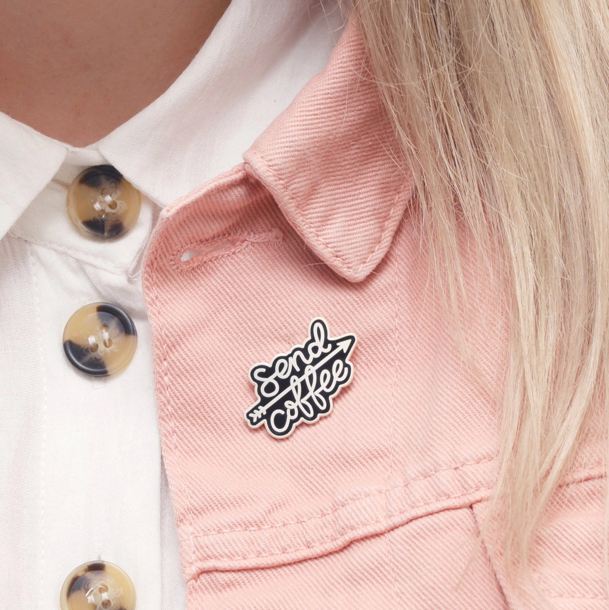 Send Coffee Enamel Badge