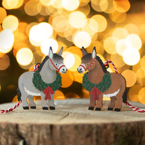 Grey Donkey Christmas Decoration