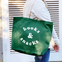 Books & Snacks Tote Bag, Green