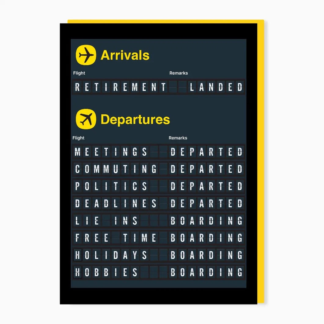 Arrivals And Departures Retirement Card