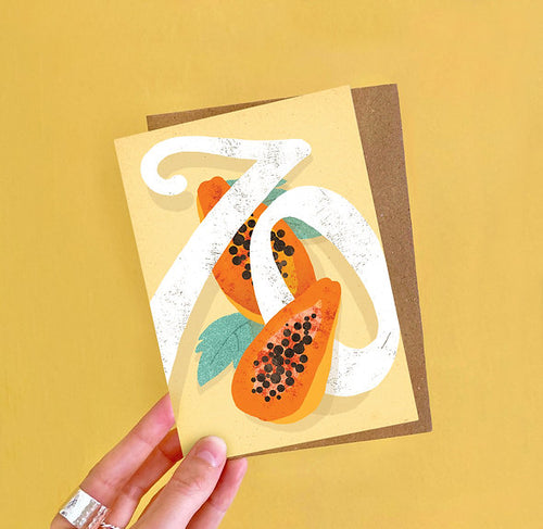 Papaya 70th Birthday Card