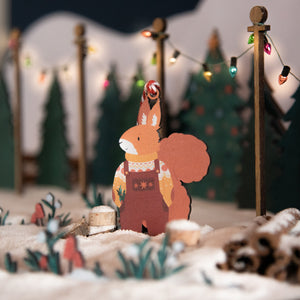 Wooden Squirrel Christmas Decoration