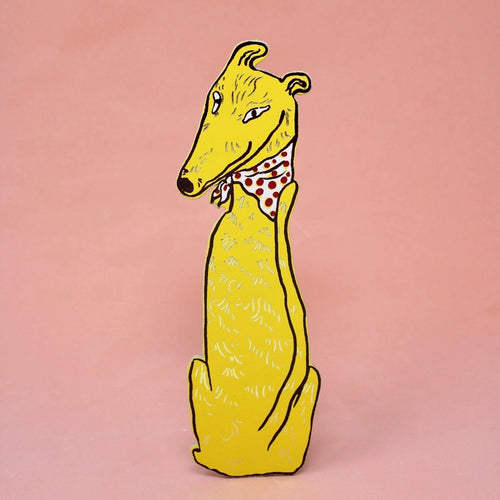 Dog Tails Yellow Leather Bookmark