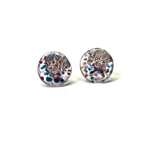 Shipwreck Glass And Palladium Mottled Stud Earrings