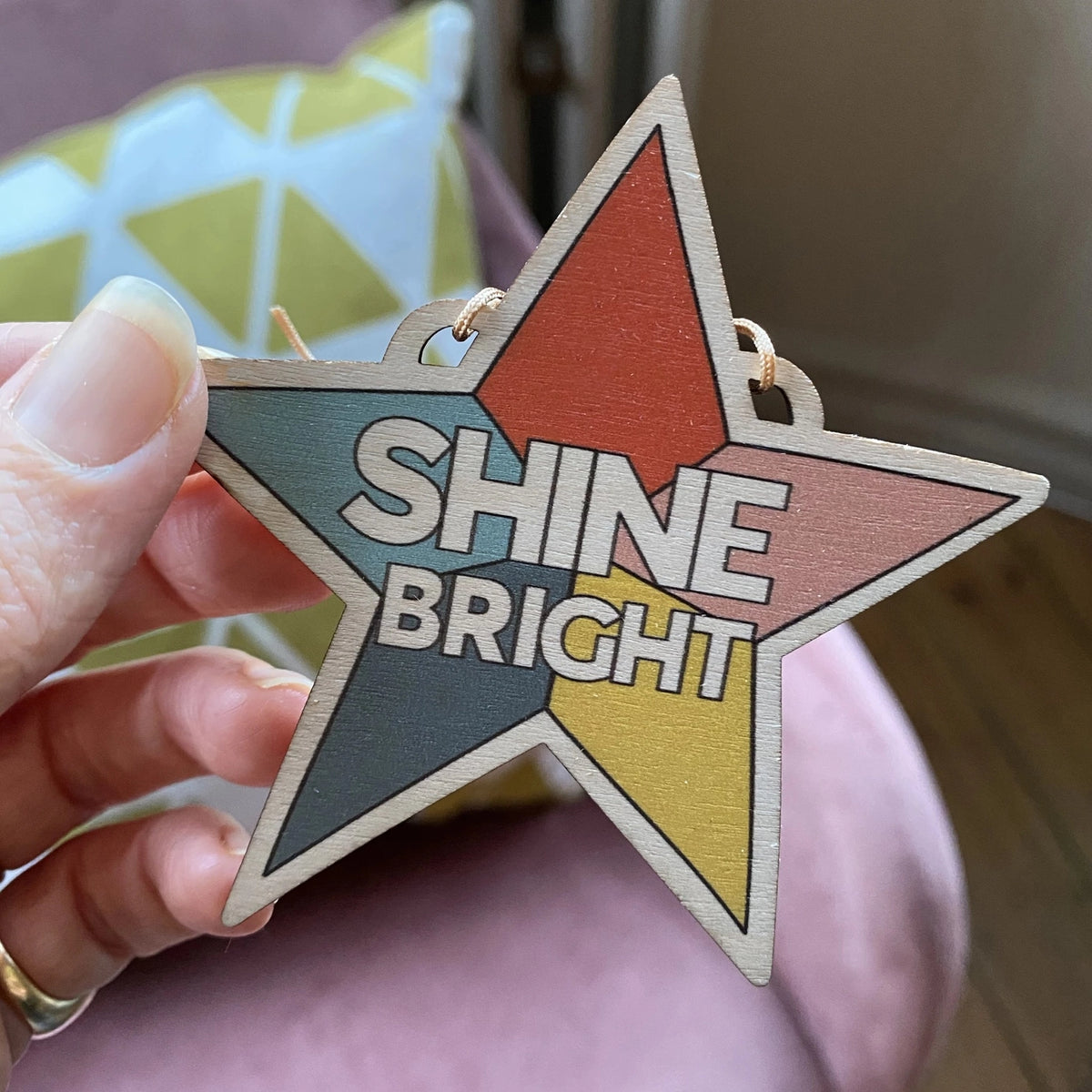Shine Bright Star Wooden Decoration