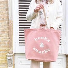 Books & Snacks Tote Bag, Blush Pink