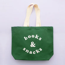 Books & Snacks Tote Bag, Green