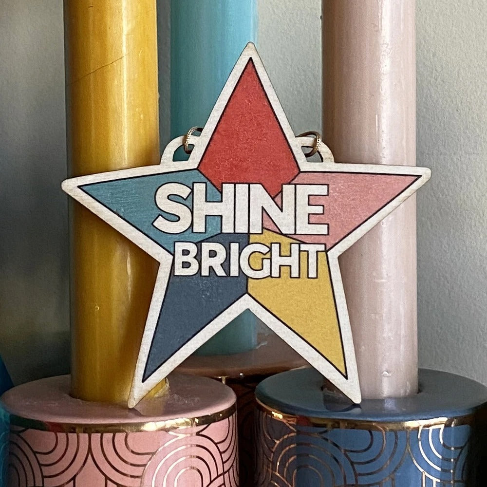 Shine Bright Star Wooden Decoration