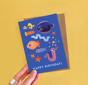 Fish Faces Birthday Card