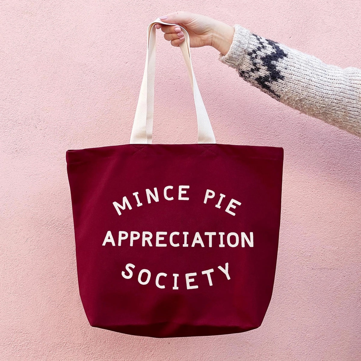 Mince Pie Appreciation Society Tote Bag, Red