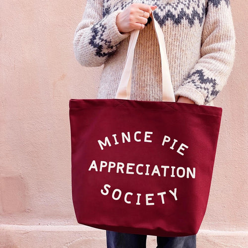 Mince Pie Appreciation Society Tote Bag, Red