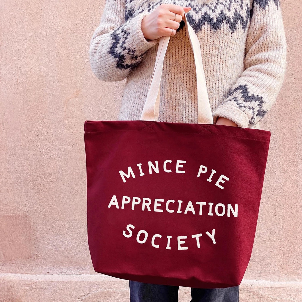 Mince Pie Appreciation Society Tote Bag, Red