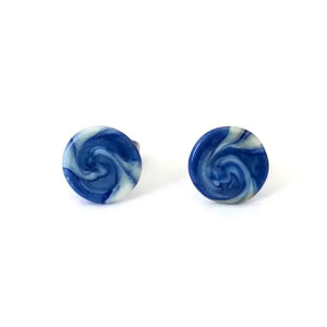 Hokusai Wave Glass Pastille Stud Earrings