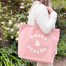 Books & Snacks Tote Bag, Blush Pink