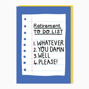 To Do List Retirement Card