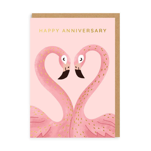 Happy Anniversary Flamingo Card