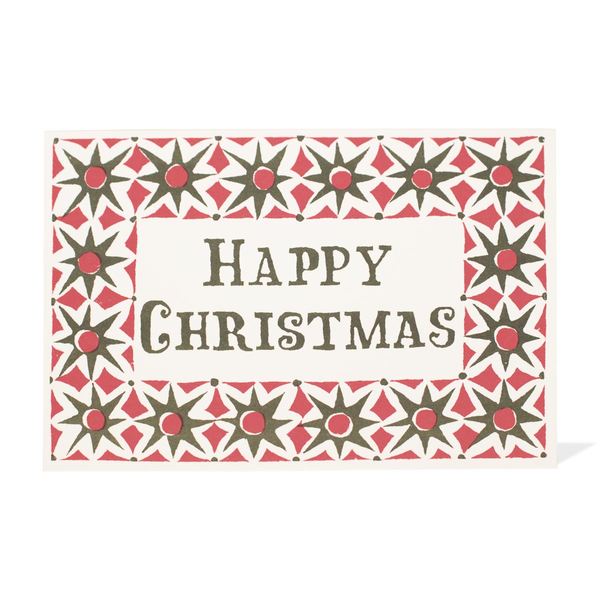 Christmas card with decorative border and 'Happy Christmas' text.
