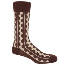 British made men's socks in brown and cream contemporary stripe design by Peper Harow