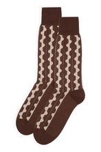 British made men's socks in brown and cream contemporary stripe design by Peper Harow