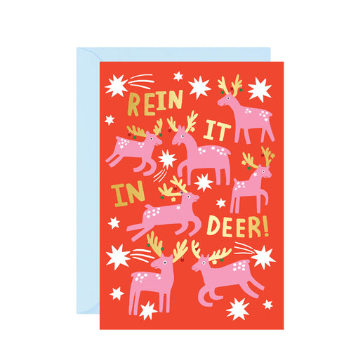 Rein It In Deer Christmas Card