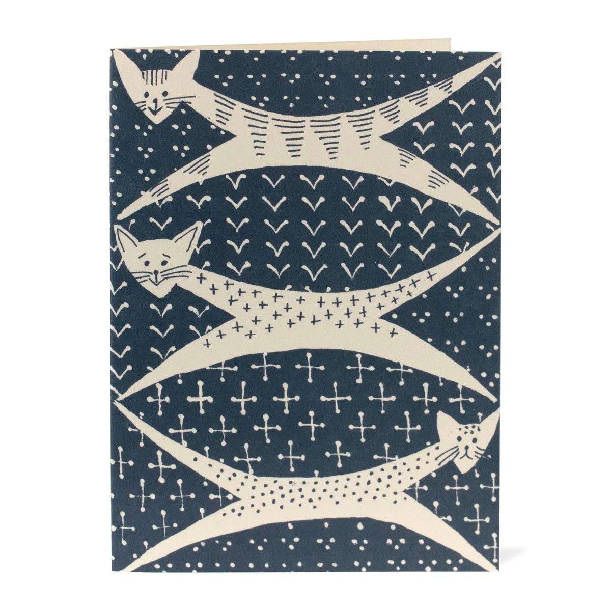 Card with cat illustrations on a patterned background
