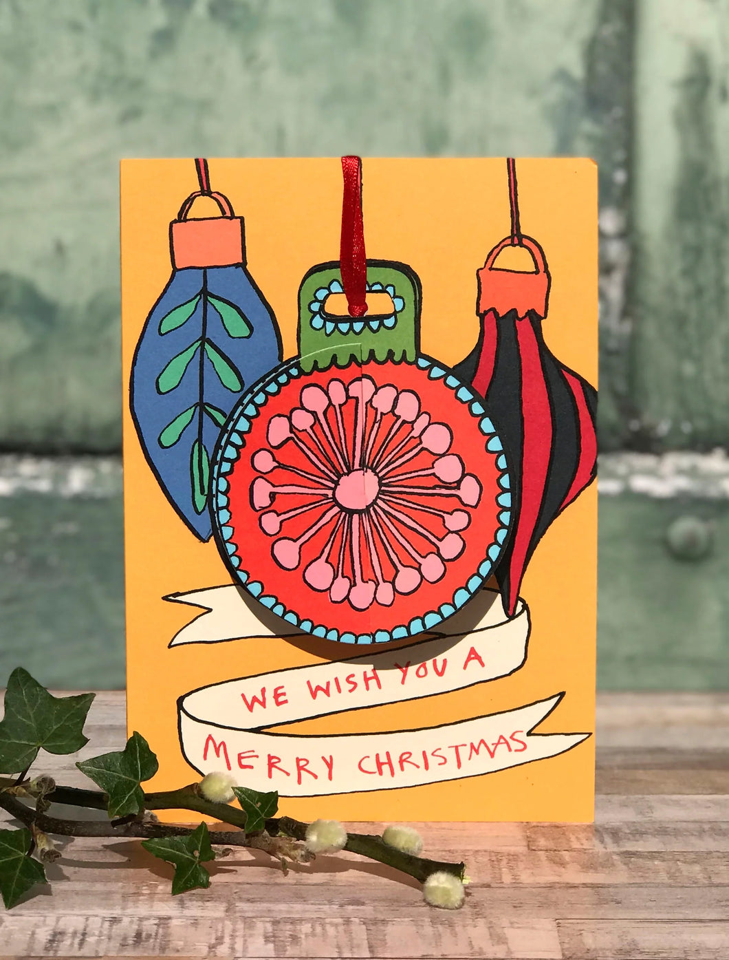 We Wish You A Merry Christmas Pop Up Bauble Card