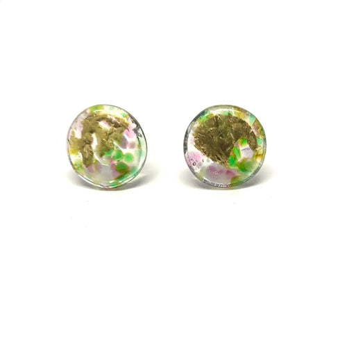 Freesia Glass And Gold Mottled Stud Earrings