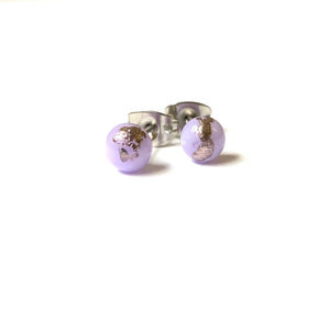 Lilac Glass And Palladium Stud Earrings