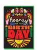 Colorful birthday card with text and graphics on a black background reading 'Hip hip hooray for your birthday'.