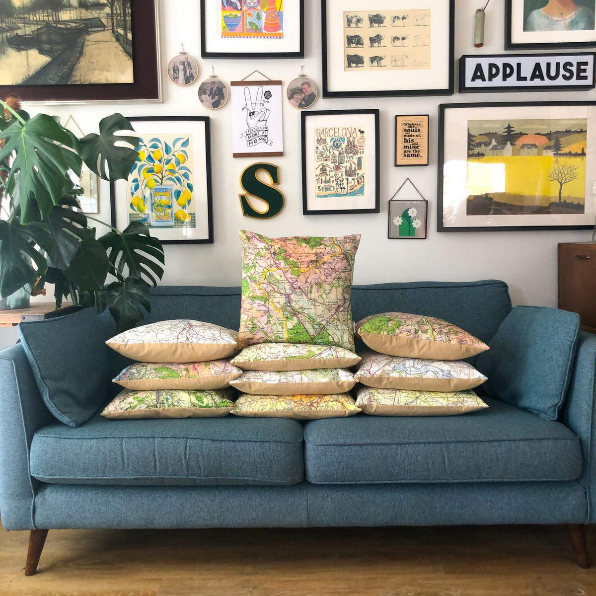 Custom Square Vintage Map Cushion - CHOOSE YOUR OWN LOCATION!