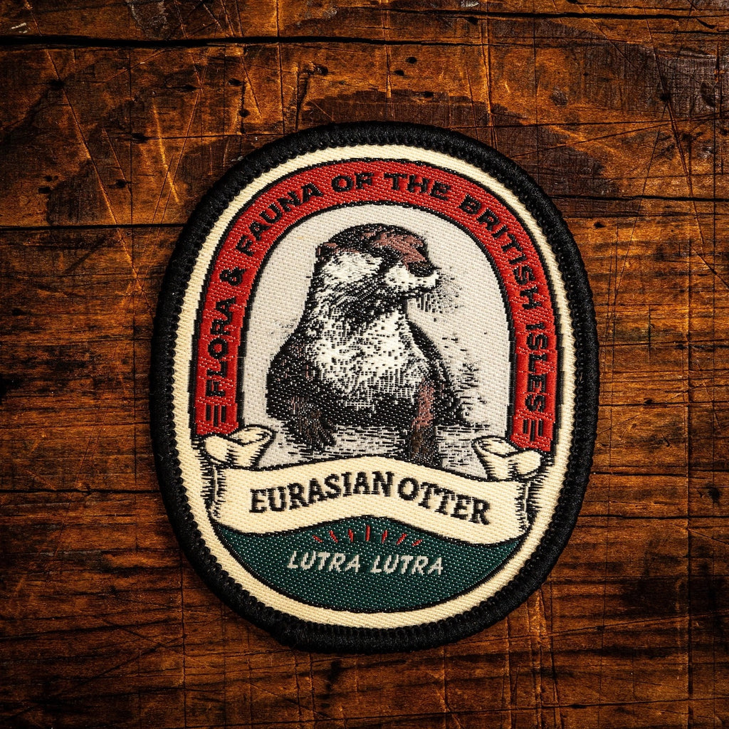 Patch of an Eurasian Otter on a wooden background