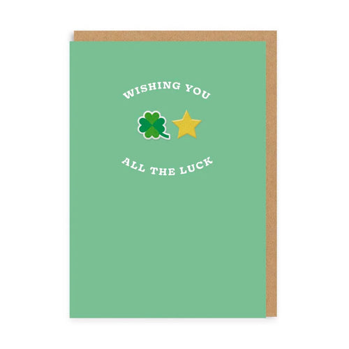 Wishing You All The Luck Card, With Woven Patches