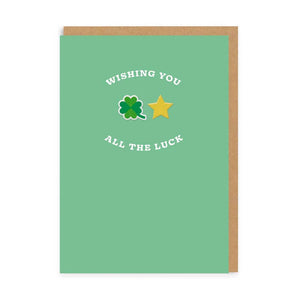 Wishing You All The Luck Card, With Woven Patches