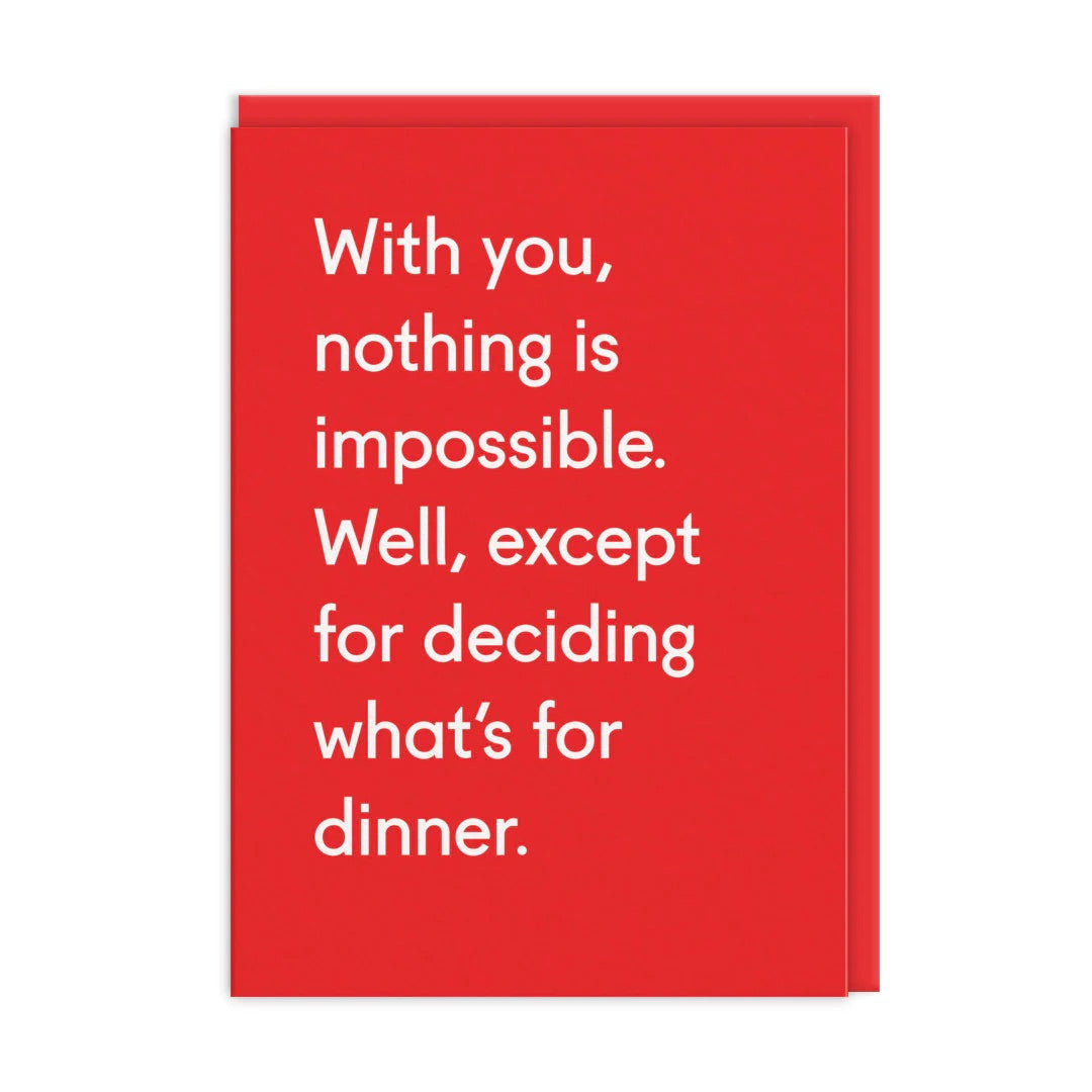 Red background with white humorous text on a white background