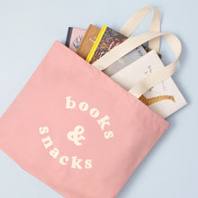 Books & Snacks Tote Bag, Blush Pink