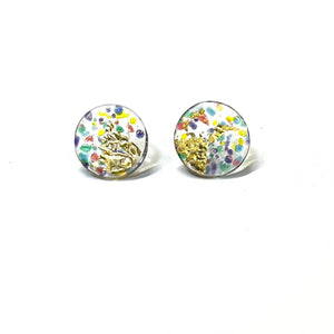 Kaleidos Glass And Gold Mottled Stud Earrings