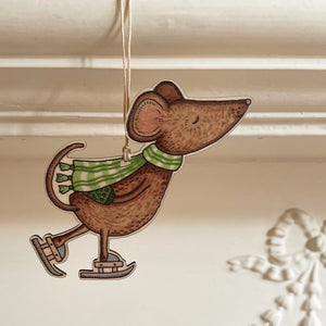 Ice Skating Mouse Christmas Decoration