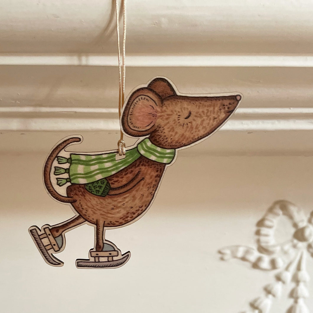 Ice Skating Mouse Christmas Decoration