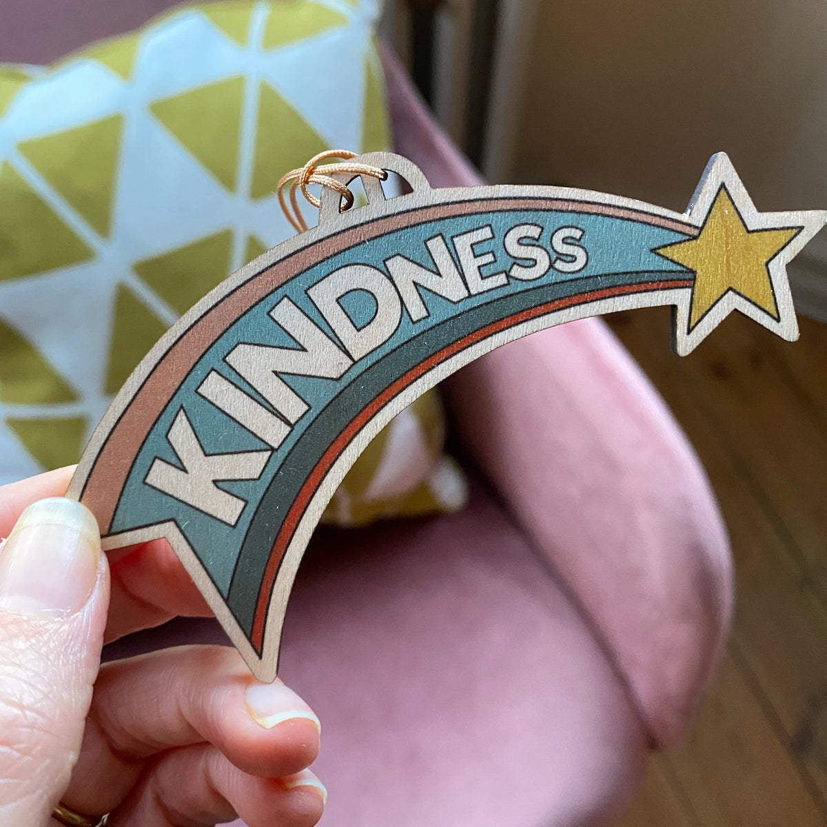 Kindness Shooting Star Wooden Decoration