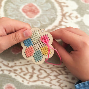 Make Your Own Cross Stitch Flower Keyring Kit