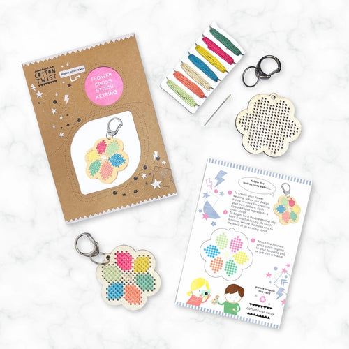 Make Your Own Cross Stitch Flower Keyring Kit