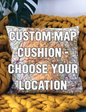 Custom Square Vintage Map Cushion - CHOOSE YOUR OWN LOCATION!