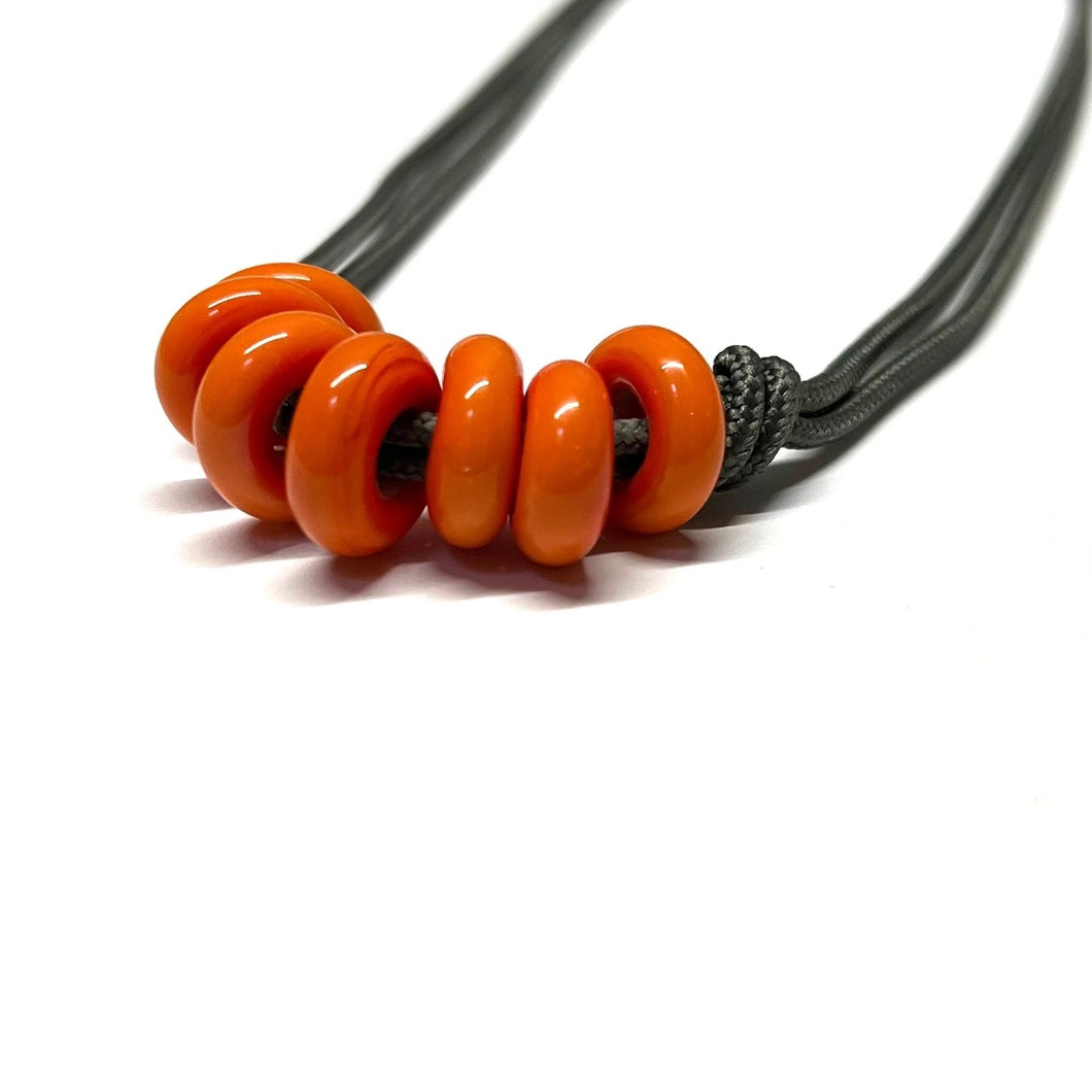 Coral On Graphite Glass Adjustable Necklace