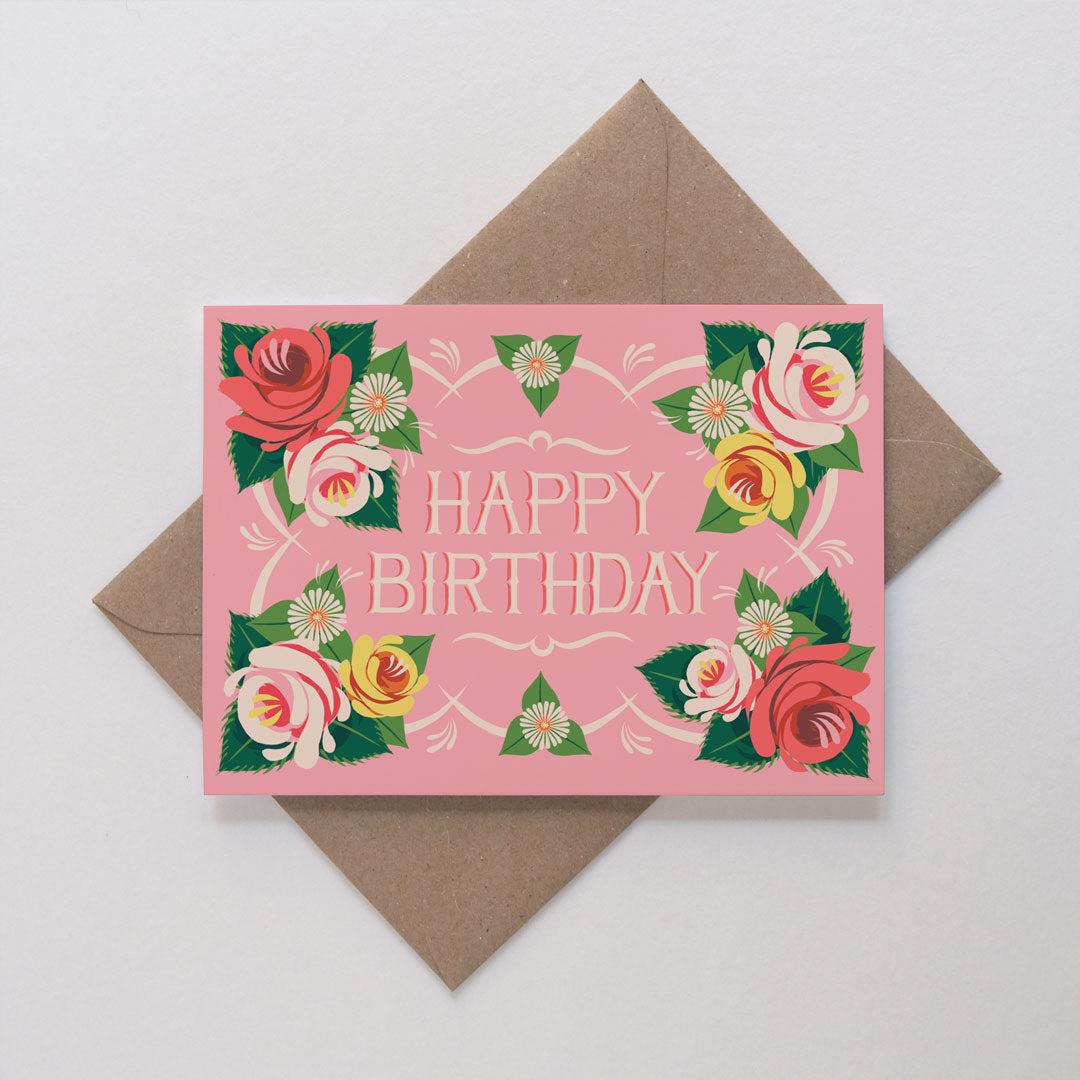 Roses And Castles Birthday Card
