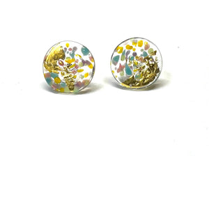 Confetti Glass And Gold Mottled Stud Earrings