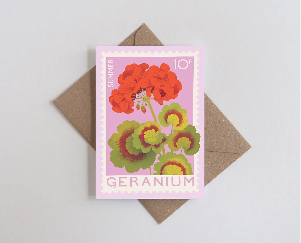 Geranium A7 Mini Greetings Card