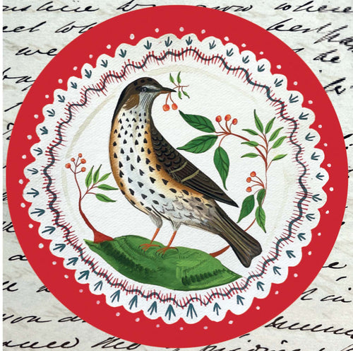 Mistle Thrush Christmas Card, Pack of 6