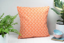 Square Orange and White Mediterranean Tile Style Alta Cushion