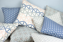 Rectangular Geometric Grey, Blue and Pink Kenza Print Cushion